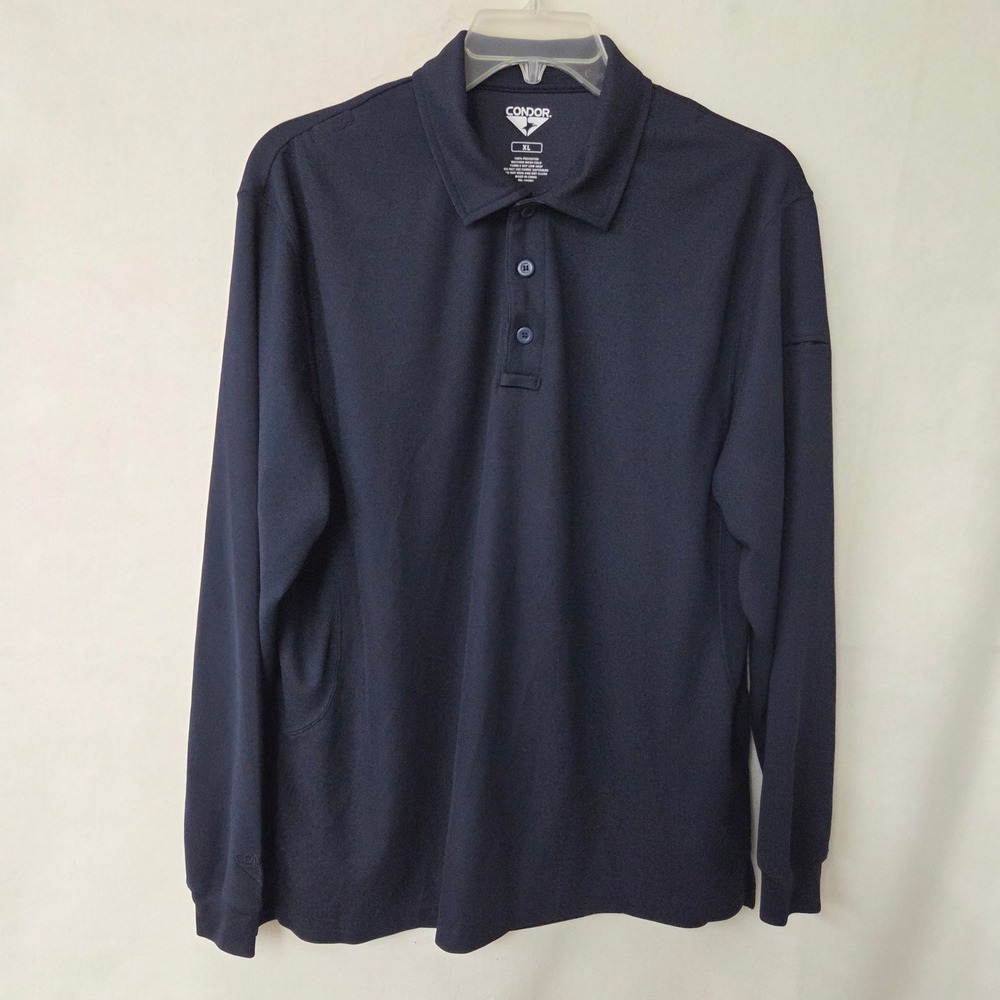 Condor Long Sleeve Tactical Polo Mens XL Navy Blue Performance Mic Clips 12663‎